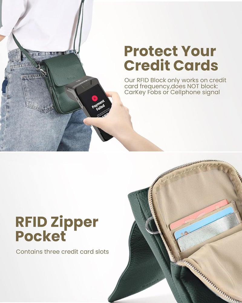 befen Genuine Leather Small Crossbody Bags for Women, Cell Phone Cross body Purse Bag with RFID Blocking Card Slots - Image 2